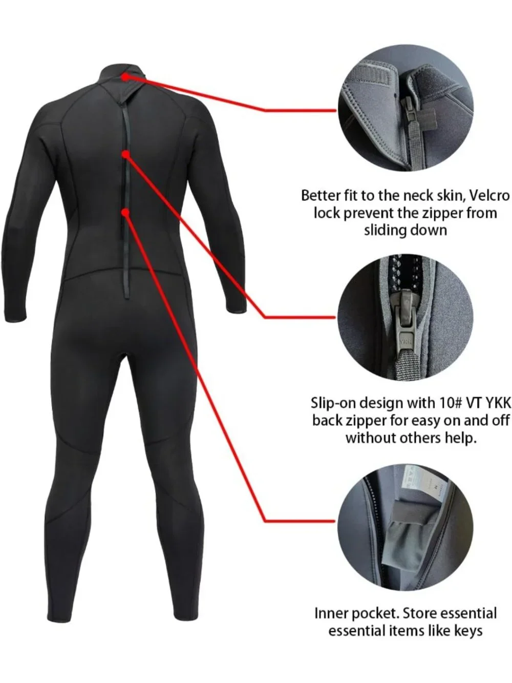 Premium Neoprene Full Wetsuits 5/4mm 4/3mm 3mm for Diving, Snorkeling, Surfing